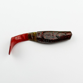 ВИБРОХВОСТ Manns Predator 90 мм, красный хвост, моторное масло с черной точкой и блесткой (М-066 RT MOEP) - 1 шт.