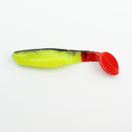 ВИБРОХВОСТ Manns Predator 90 мм, красный хвост, черная спина, салатовый (М-066 RT/BB FCH) - 1 шт.