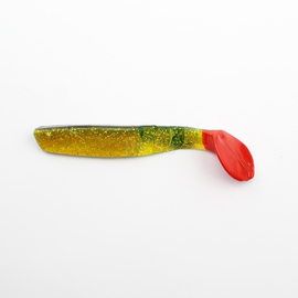 ВИБРОХВОСТ Manns Predator 115 мм, красный хвост, черн. спина, салатовый прозрачный с блесткой (M-077 RT/BB MFCH) - 1 шт.