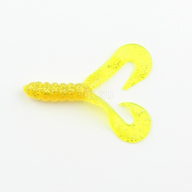 Твистер Manns Twister 42 мм, салатовый прозрачный с блесткой (M-034 MFCH) - 1 шт.